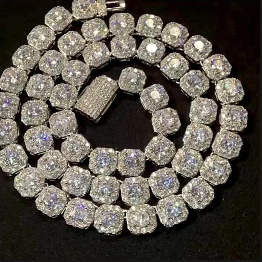 Silver 20 Mm Iced Out Diamond 6 B 6 A